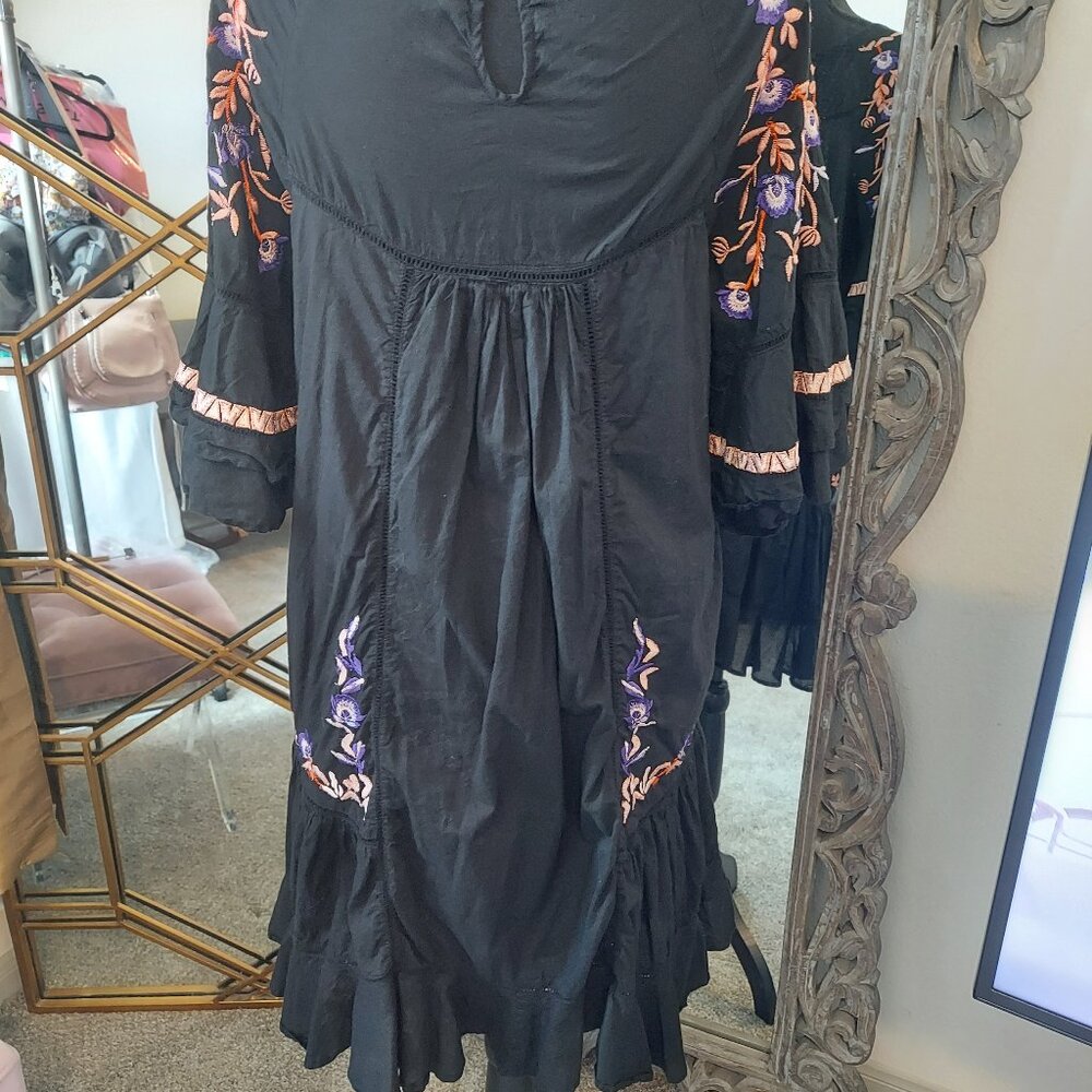 Free People Black Dress w/ Floral Embroidery - Picture 7 of 10